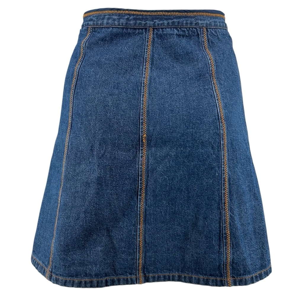 VTG 90s Y2K Unionbay Zip Front Lightweight Denim Skirt Flower Zipper Pull Sz 13 - Picture 4 of 7